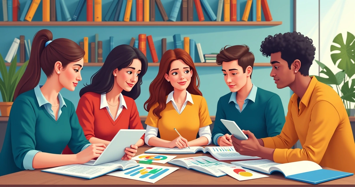 Estudantes analisando teorias e estratégias de marketing político