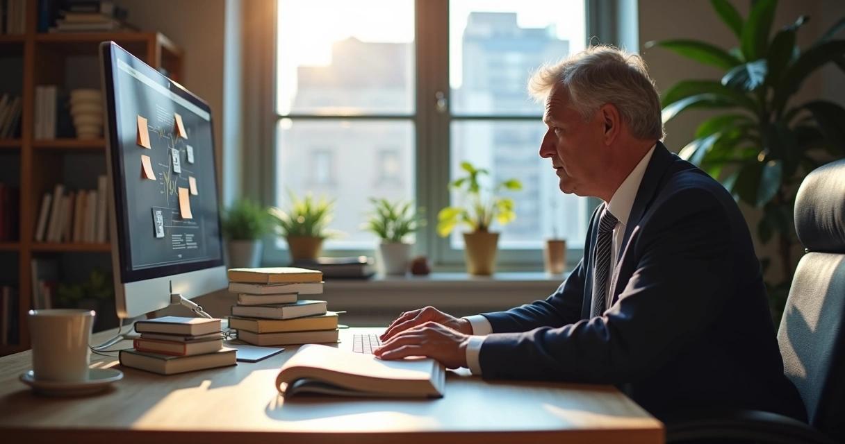 Advogado estudando para formação continuada na advocacia 