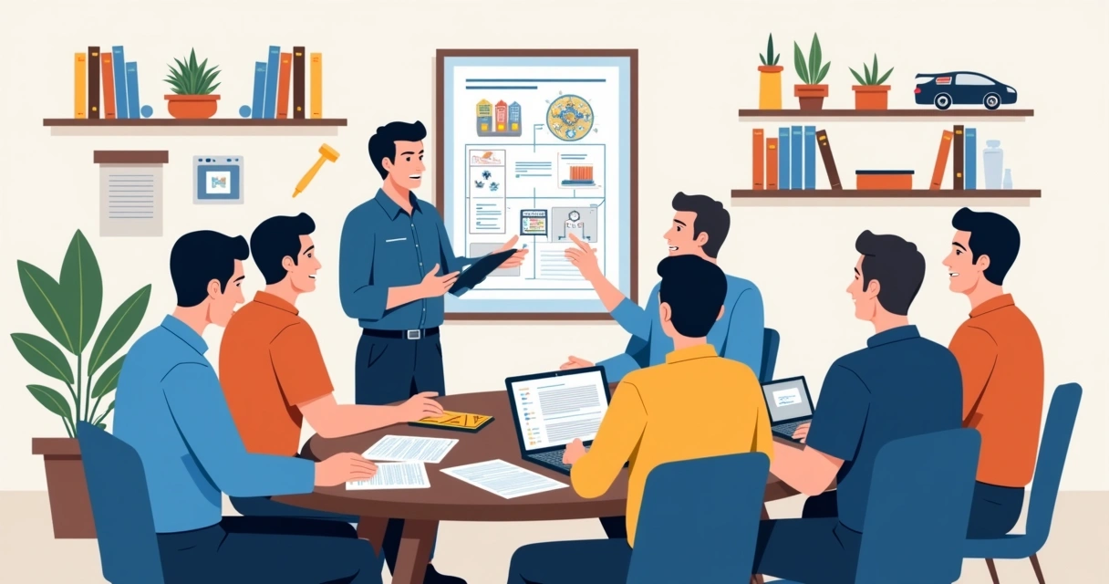 Equipe técnica reunida em treinamento prático