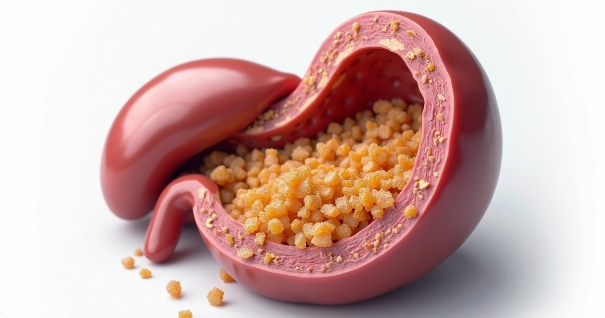 Cristais amarelos se formando dentro da vesícula biliar 