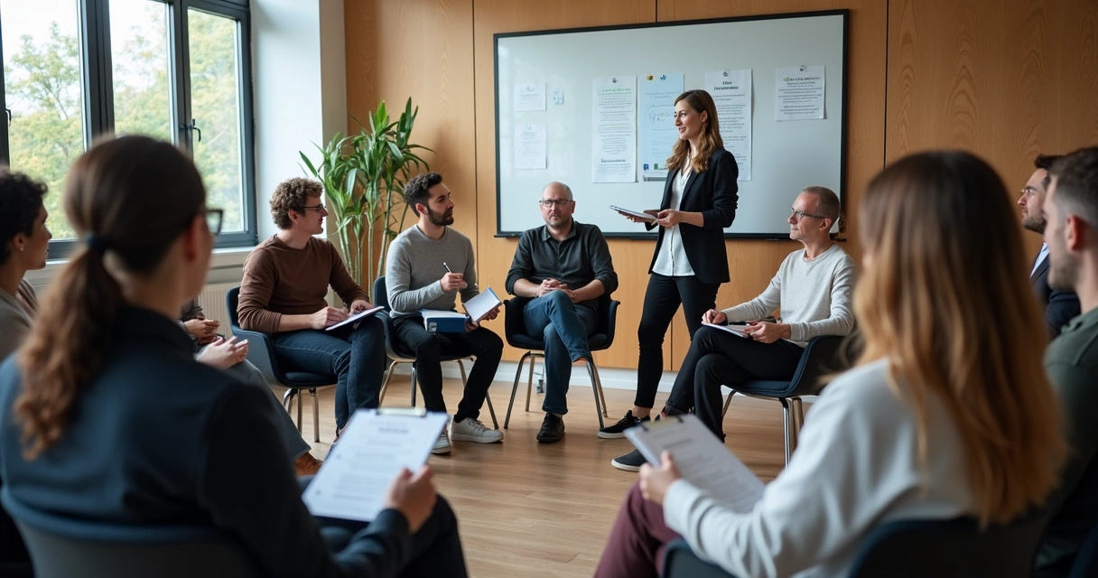 Personas en círculo participando en formación ética 