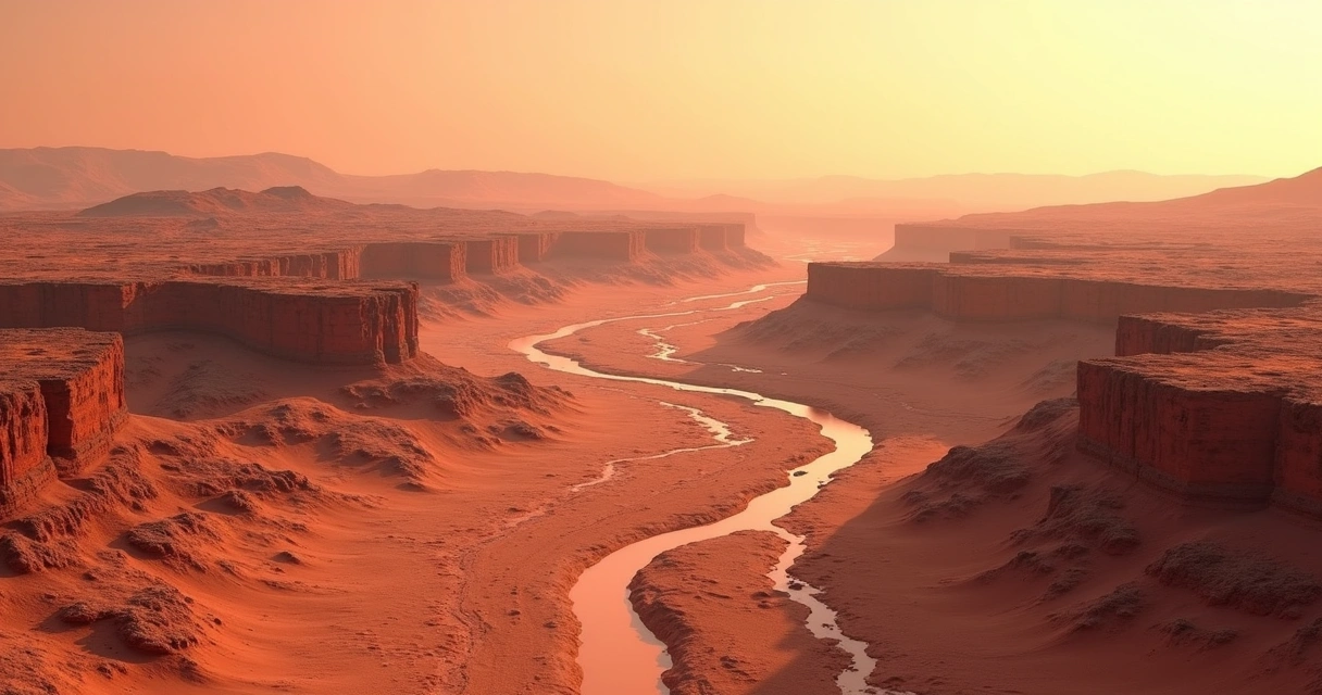 Canais e formações geológicas em Marte 