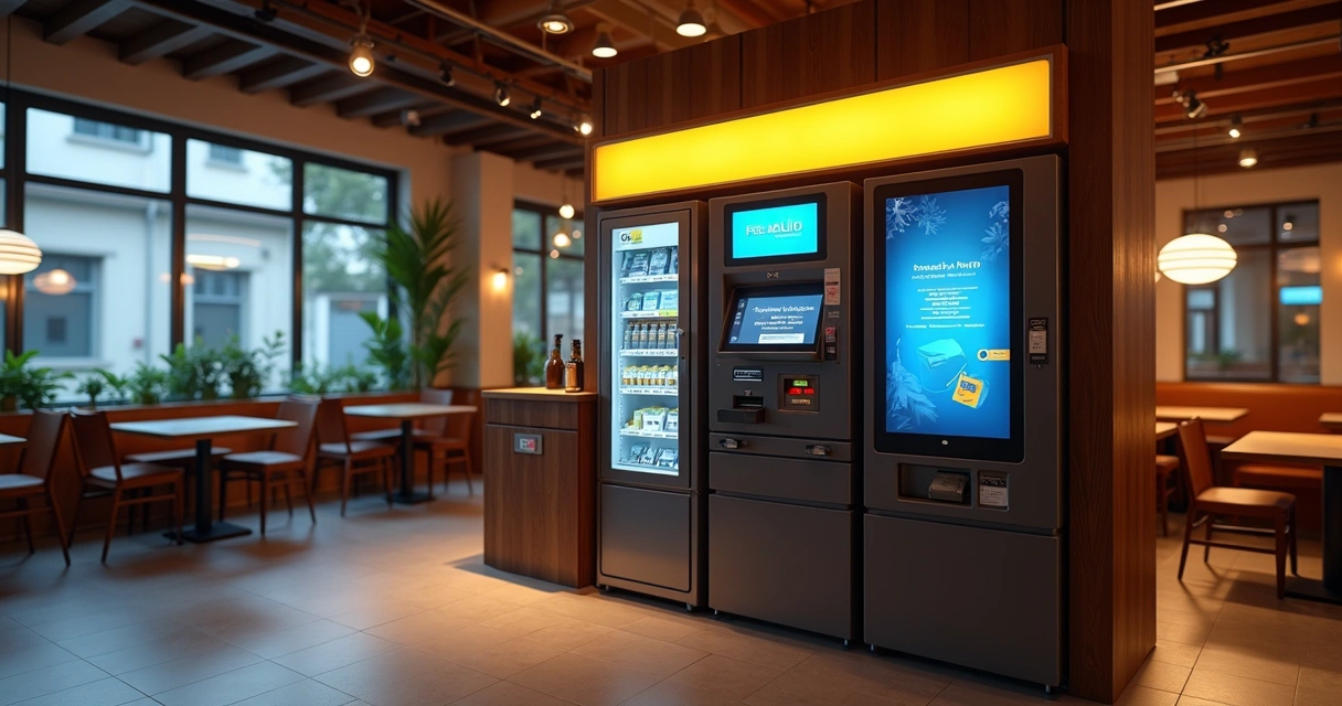 Terminal de pagamento moderno com cartão, celular e dinheiro em restaurante 