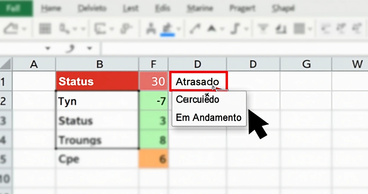 Coluna de status com formatação condicional em cores no Excel 