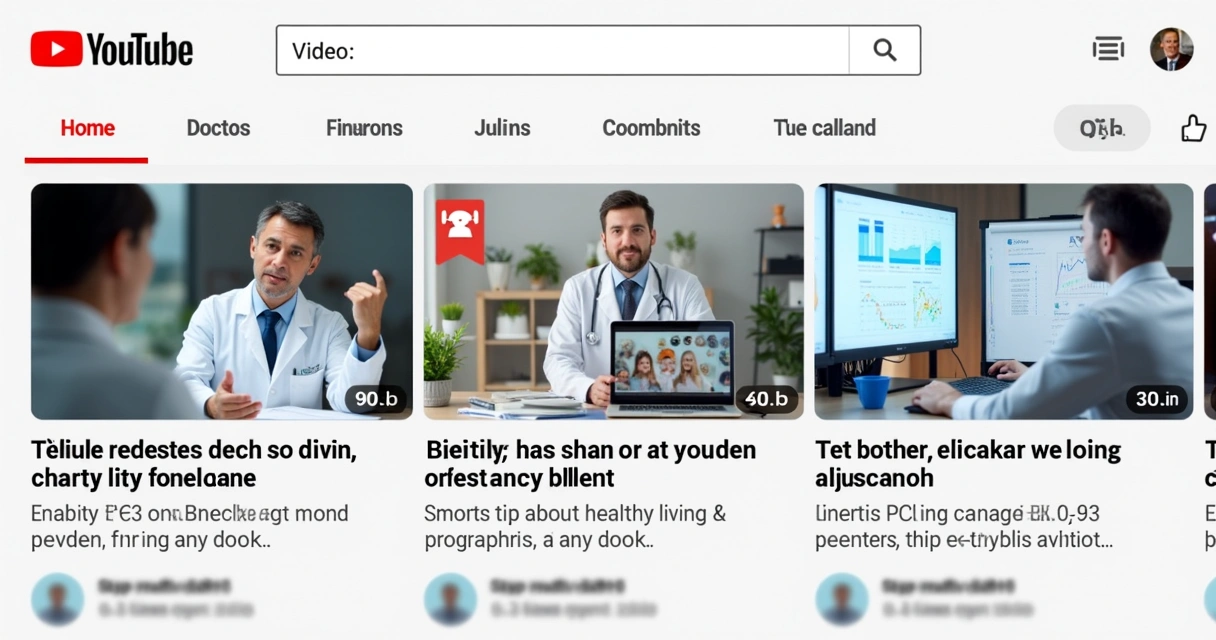 Tela dividida mostrando diferentes formatos de vídeo médico para YouTube 