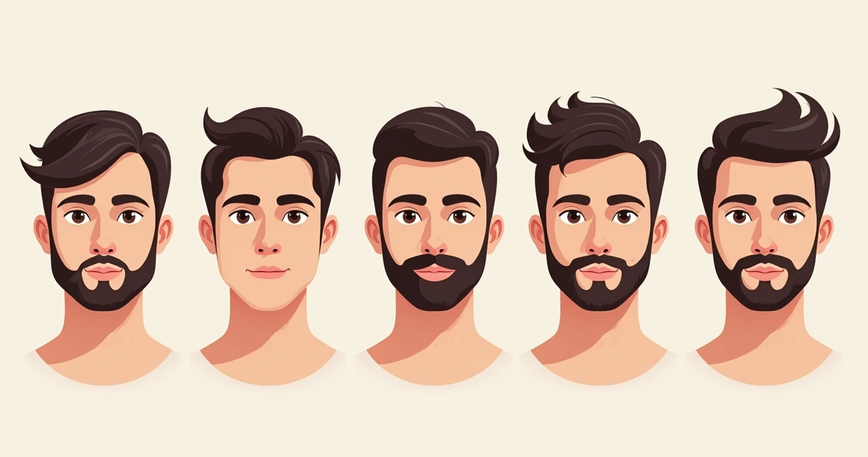 Exemplo visual de diferentes formatos de rosto masculino 