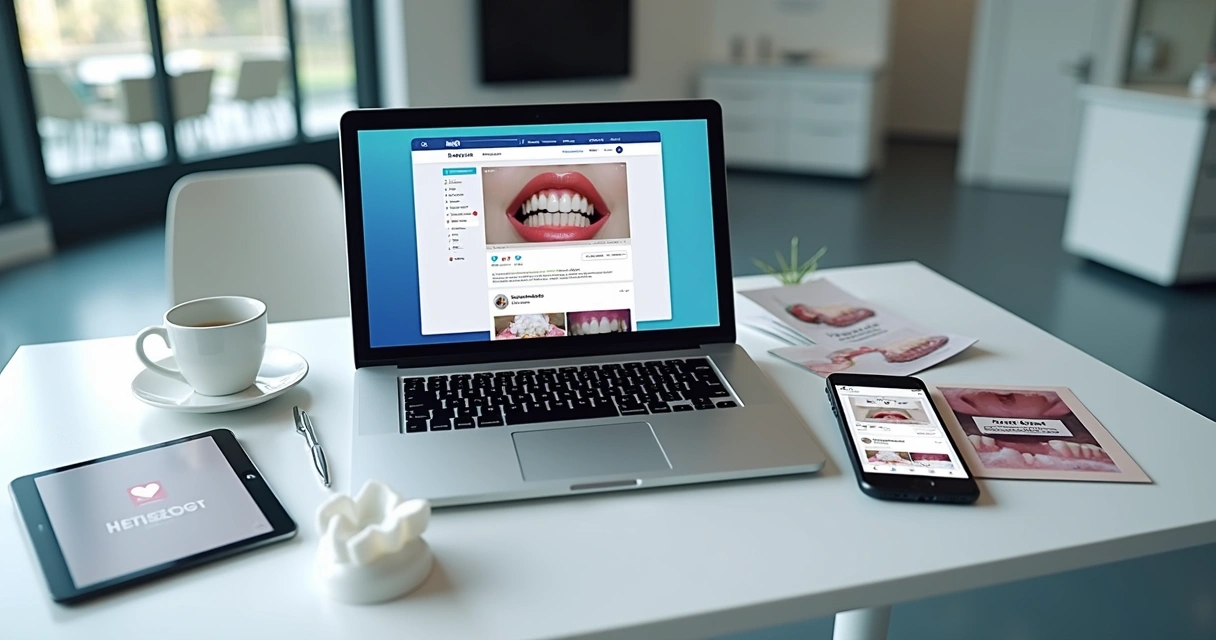 Vários formatos de anúncios para dentistas no computador e celular