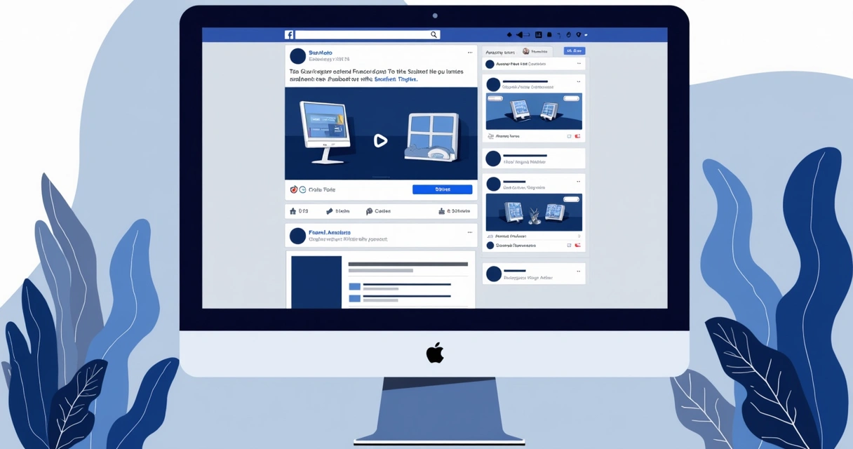 Formatos de anúncio do Facebook apresentados em tela com exemplos visuais de imagem, vídeo e carrossel 
