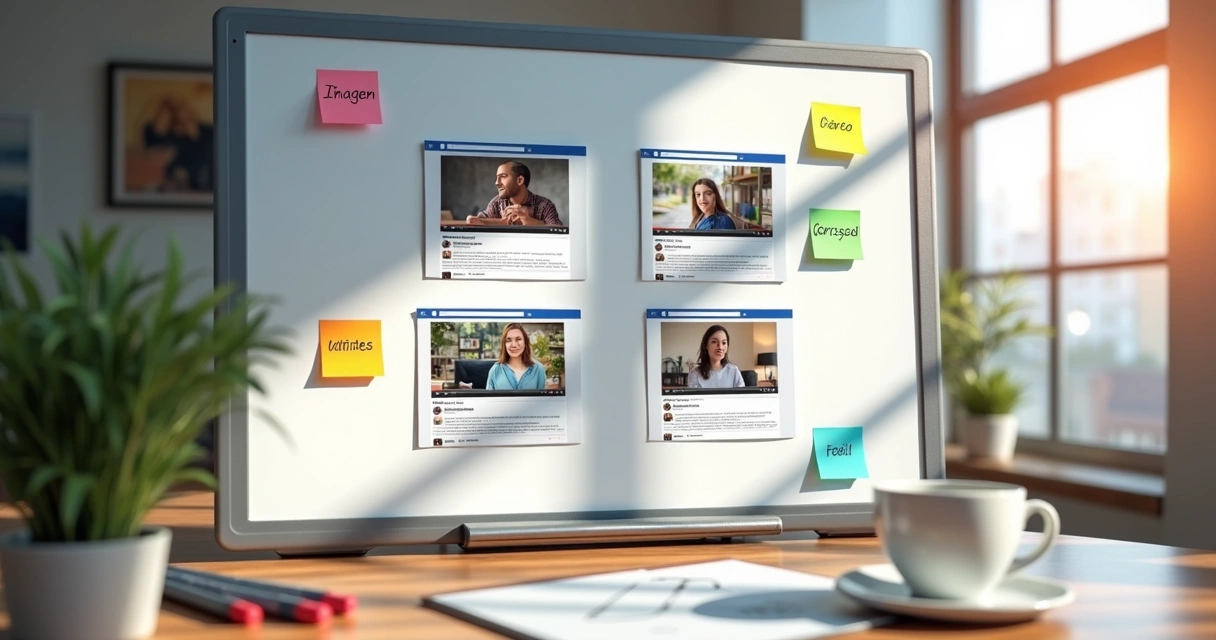 Painel mostrando formatos de anúncios em redes sociais 