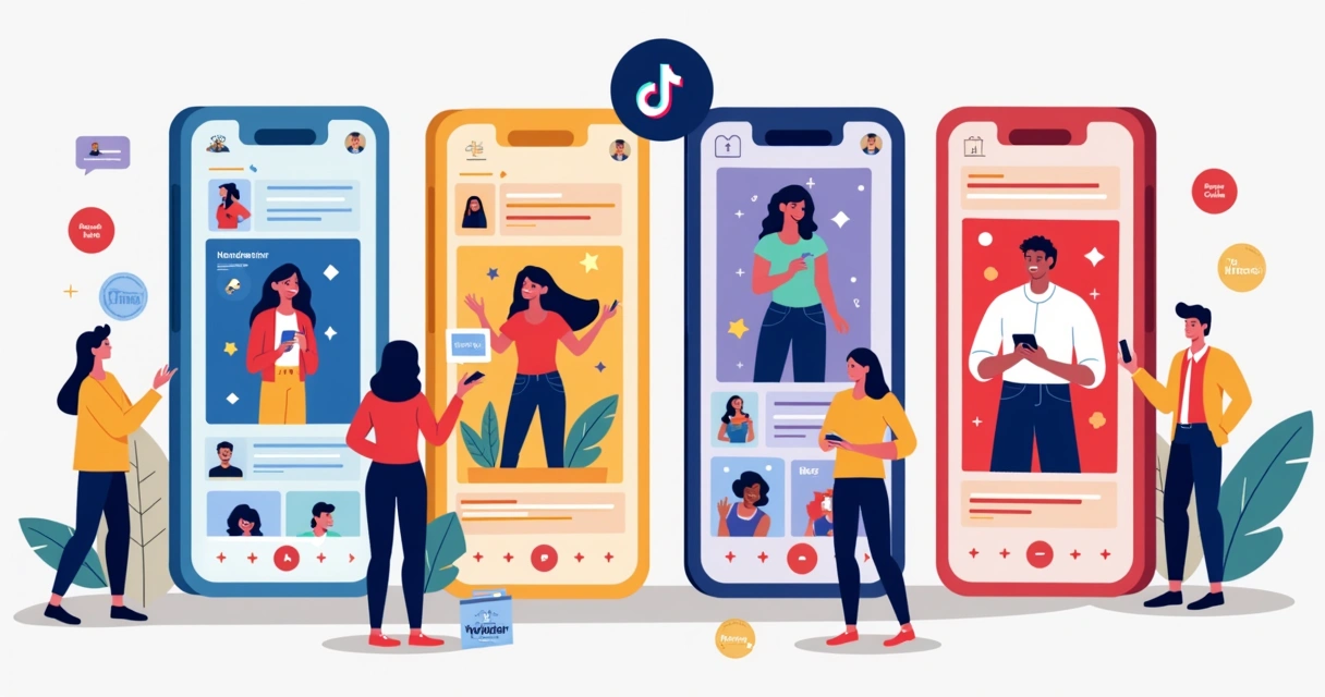 Exemplos de anúncios TikTok distintos apresentados em tela de smartphone