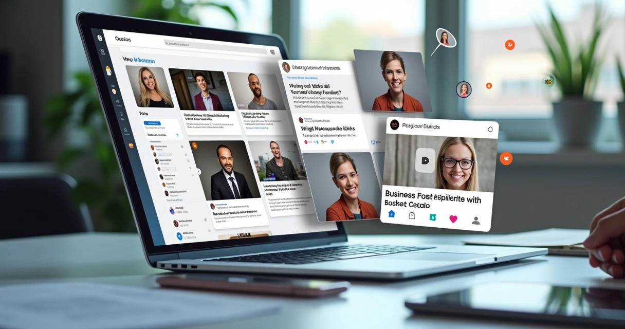 Vários formatos de conteúdo digital representando presença de fundador 