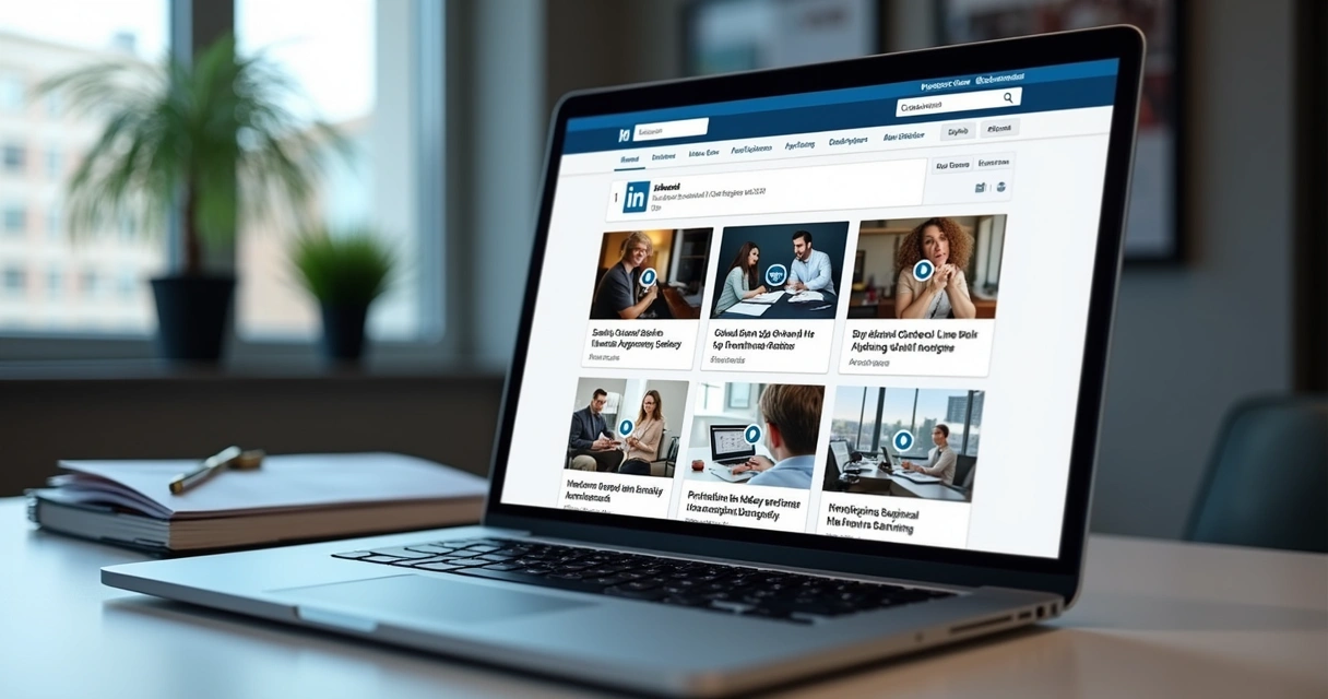 Diferentes formatos de conteúdo para LinkedIn na tela do computador 