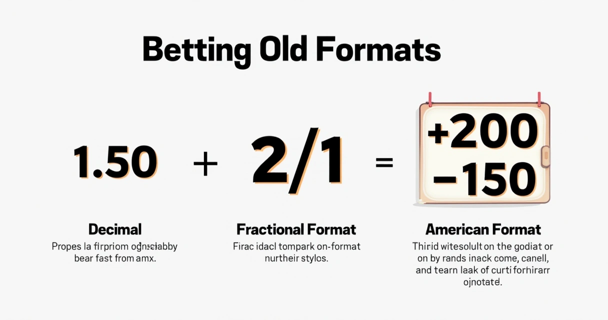 Ilustrações claras dos três formatos de odds lado a lado 