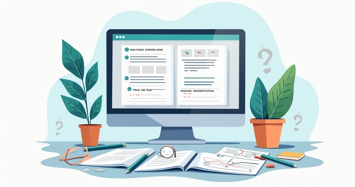 Diferentes formatos de questões de prova digital lado a lado em tela de computador 