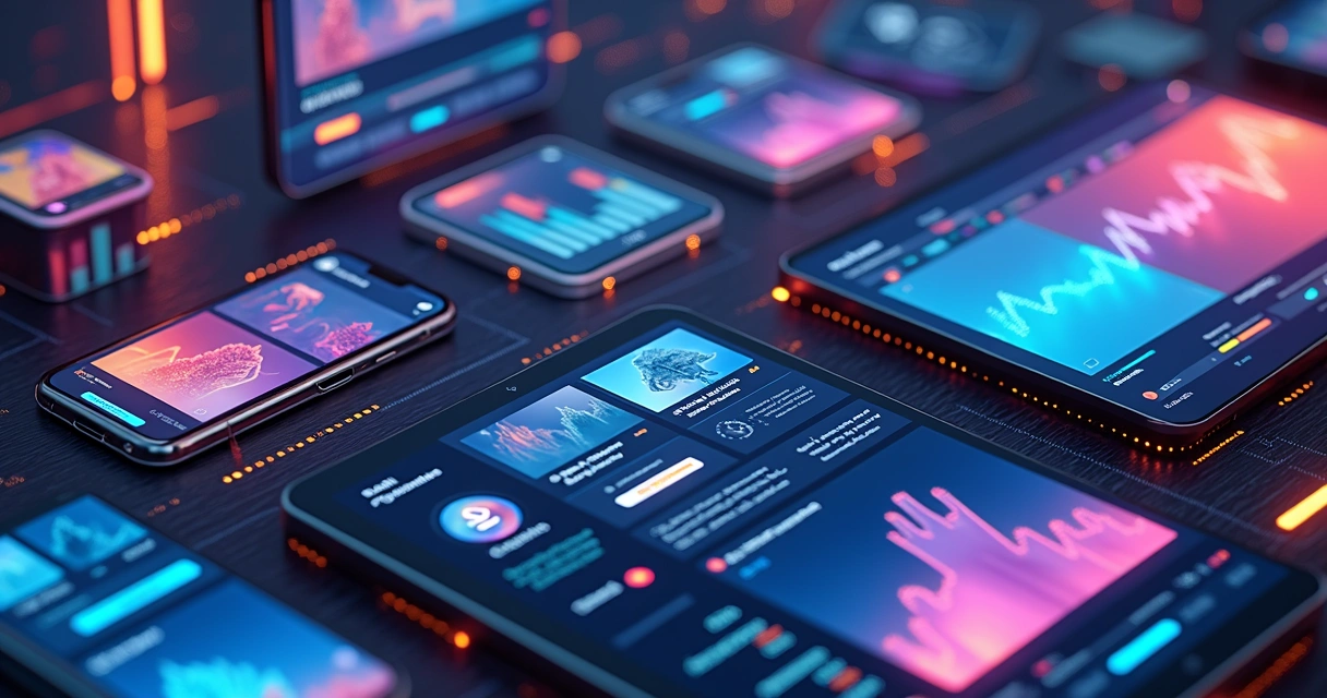 Diferentes tipos de formatos de posts de redes sociais exibidos em uma tela 