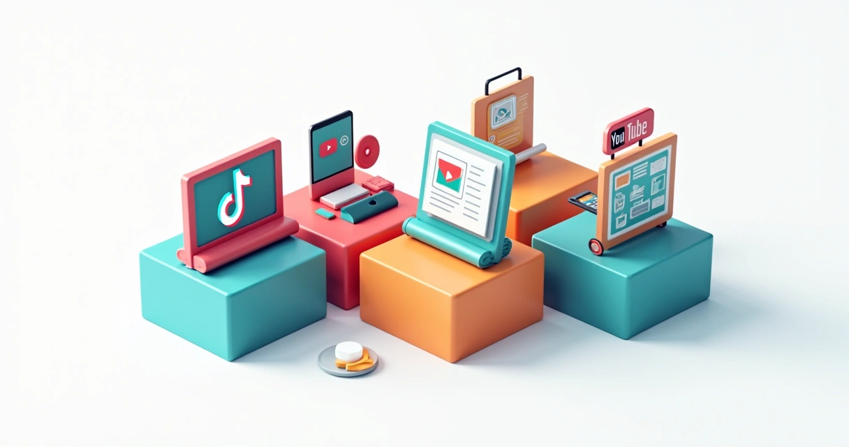 Blocos ilustrativos representando diferentes formatos de vídeo 