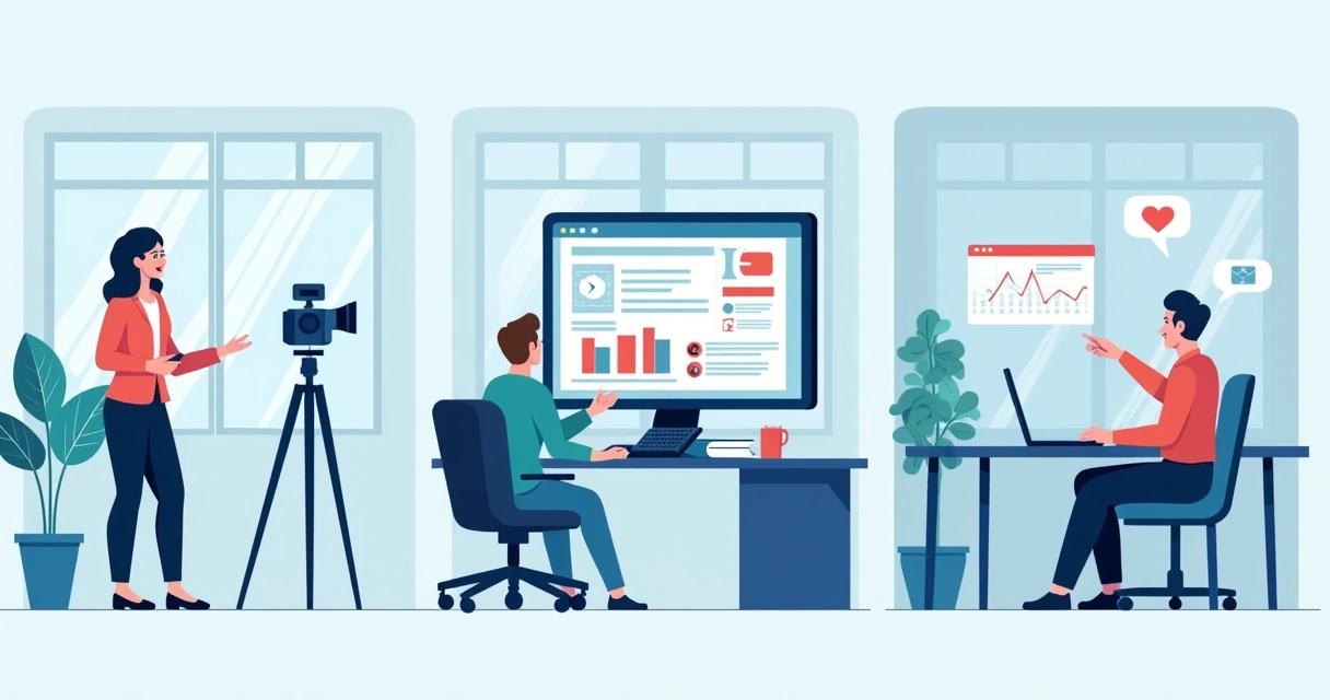 Ilustração com formatos de gravação para treinamento em vídeo 