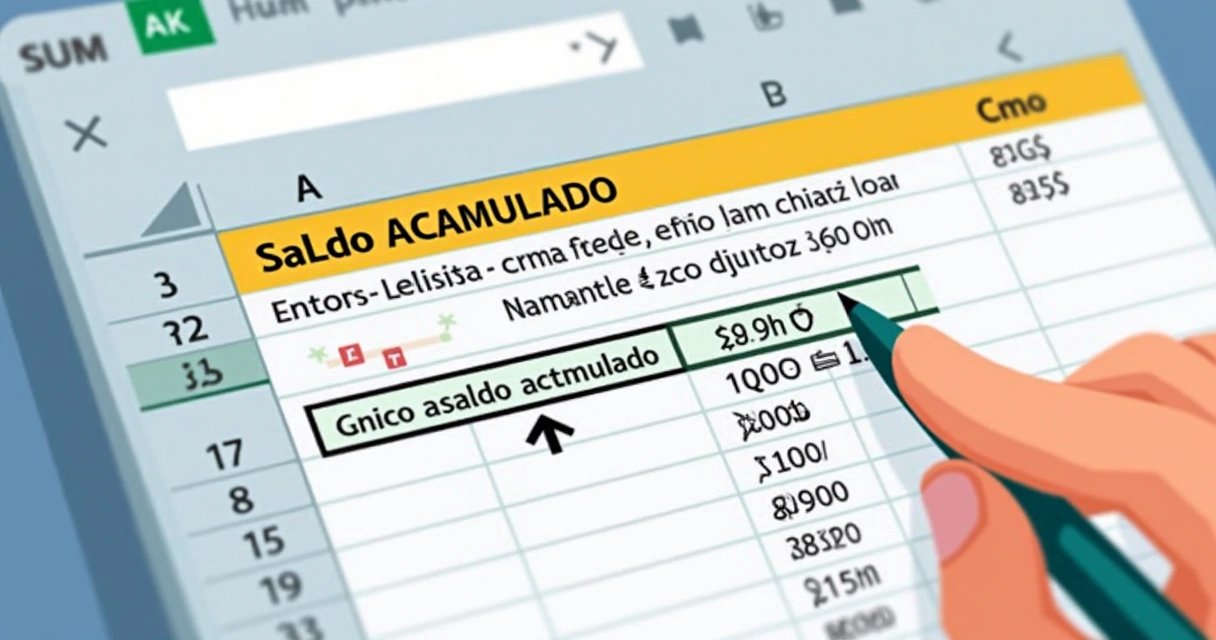 Fórmula de saldo automático destacada no Excel para fluxo de caixa 