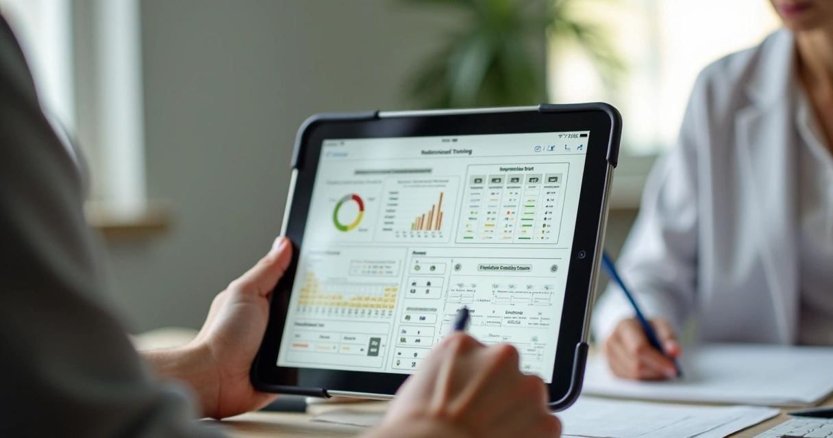 Tela de formulário digital para acompanhamento nutricional em tablet 