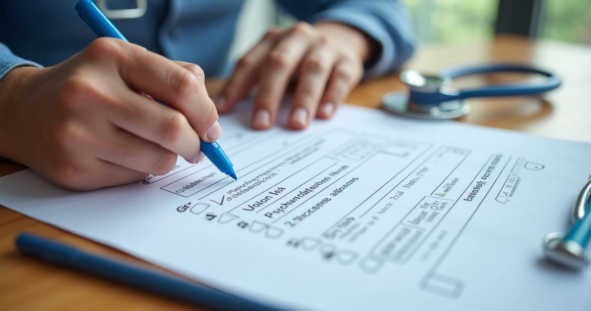 Formulário de exames ocupacionais sendo preenchido