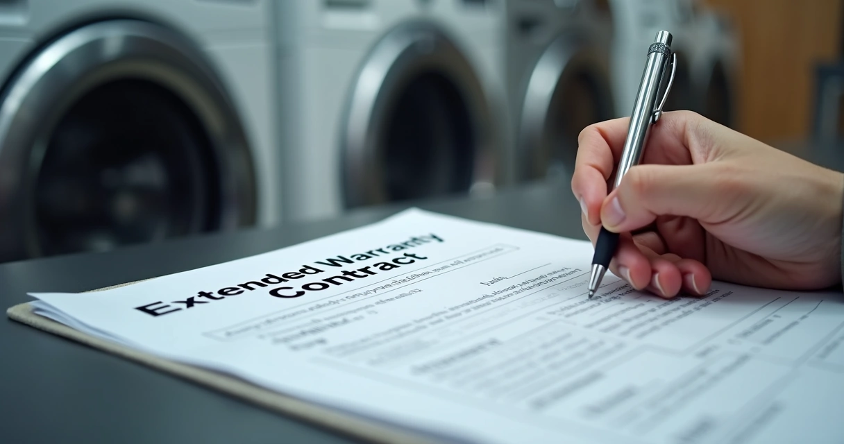 Formulário de garantia estendida ao lado de caixa de eletrodoméstico 
