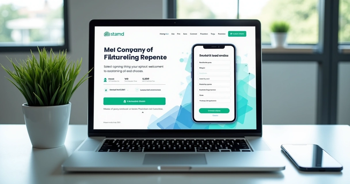 Landing page com formulário em destaque ao lado de texto de oferta 