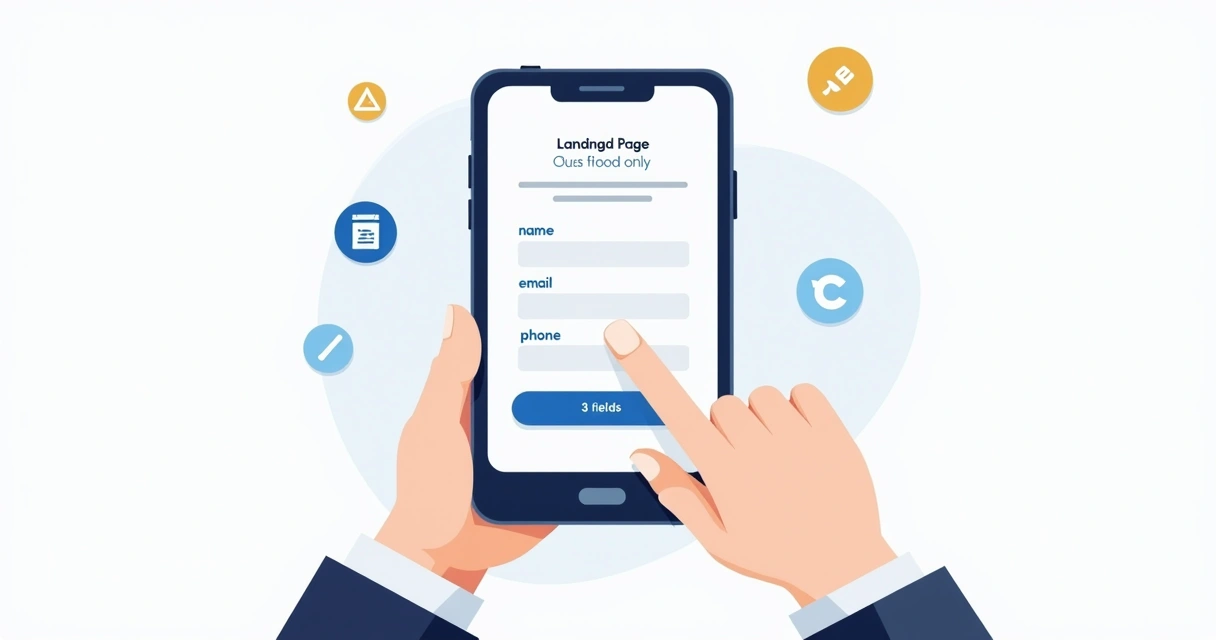 Formulário curto e botão grande em landing page mobile 