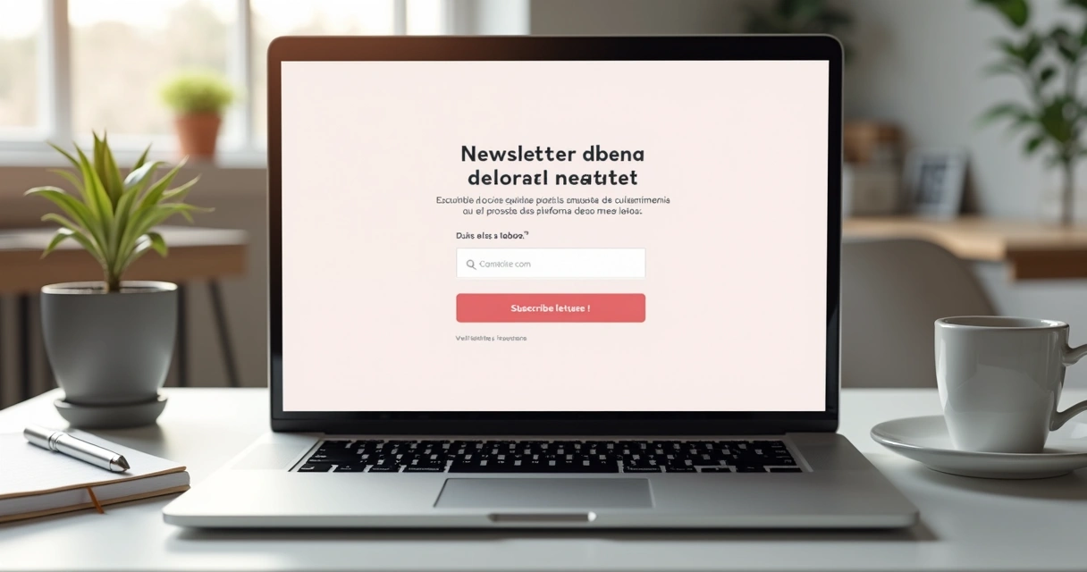 Formulário de newsletter em tela com campo de e-mail 