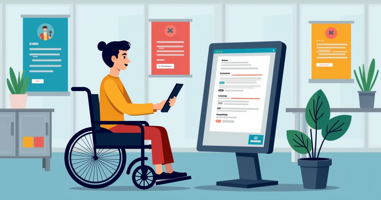 Pessoa com deficiência motora preenchendo formulário online acessível