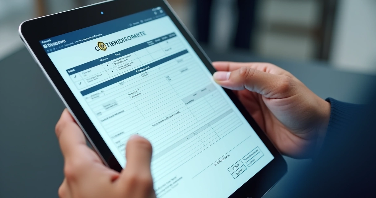 Formulário digital personalizado com campos de diferentes tipos, apresentados em tela de tablet 