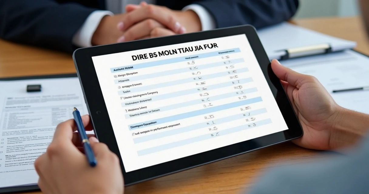 Formulário digital de desempenho aberto em tablet