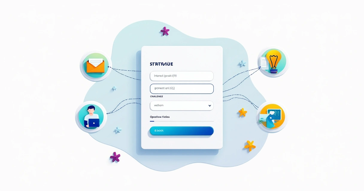 Formulário de segmentação de leads simples e colorido unido a um fluxo de automação visual 