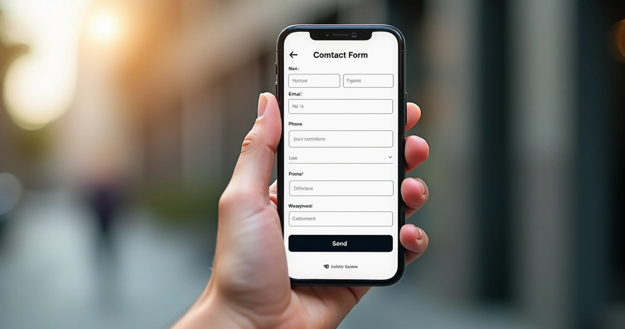 Formulário simples de contato exibido em smartphone 