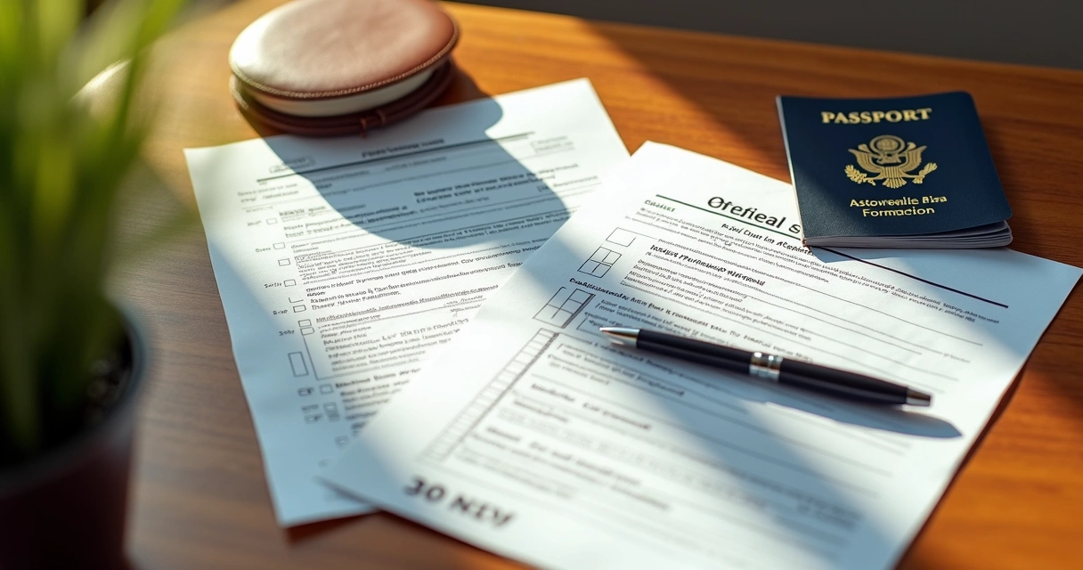 LLC nos EUA: Guia Completo para Brasileiros Empreenderem 3 Formulário para emissão de EIN nos EUA e documentos de empresa espalhados sobre a mesa.