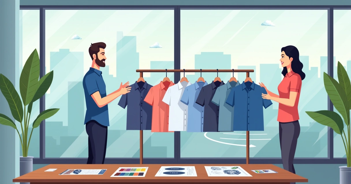 Fornecedor mostrando opções de camisetas personalizadas no Rio 