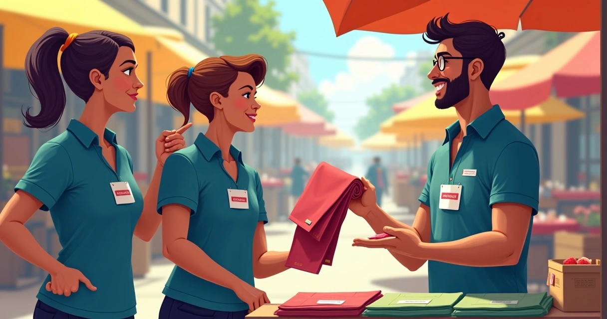 Equipe de fornecedor de uniformes zona oeste RJ atendendo cliente local