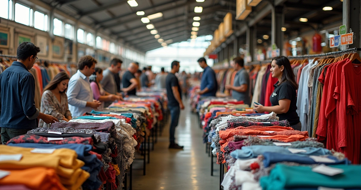 Estoque de roupas em feira de moda 