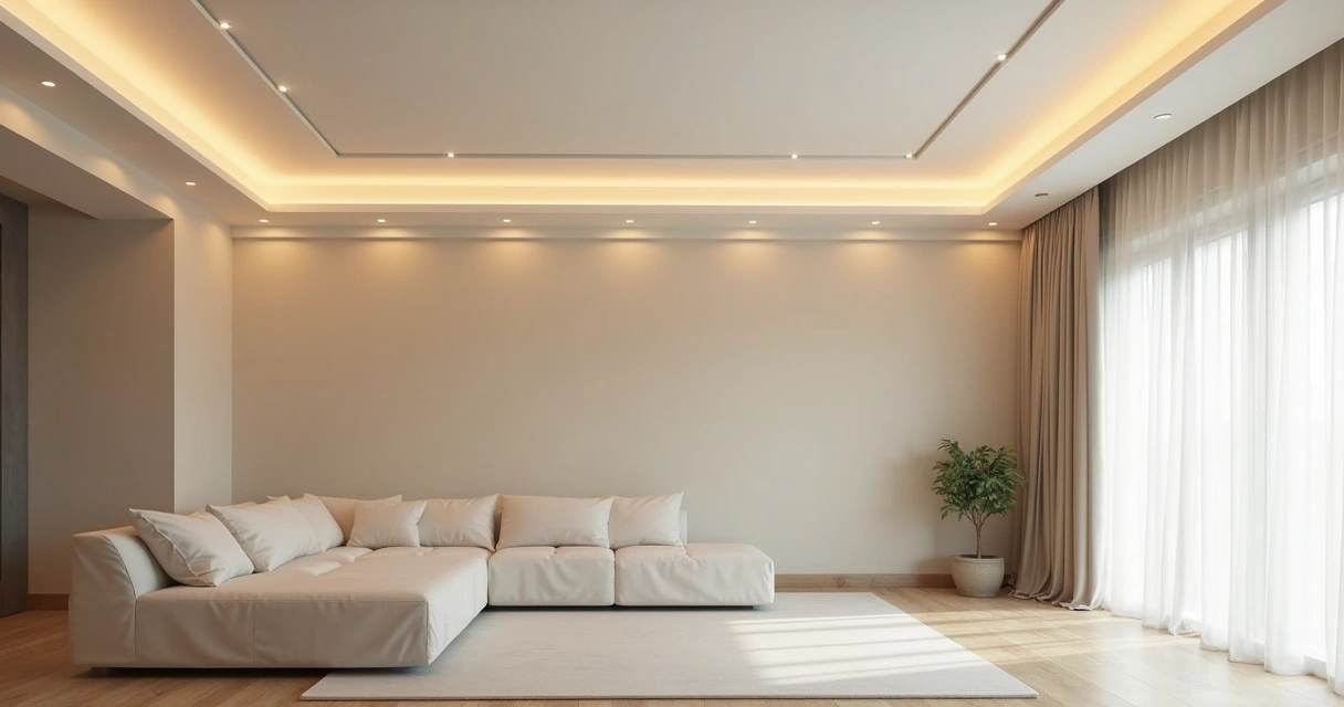 Forro de drywall com iluminação embutida em sala 
