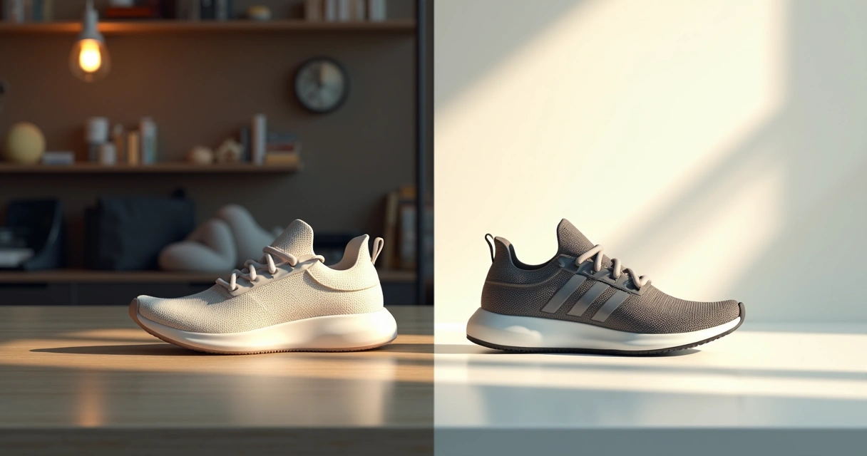 Comparação de foto de produto amadora e foto de luxo para e-commerce lado a lado 