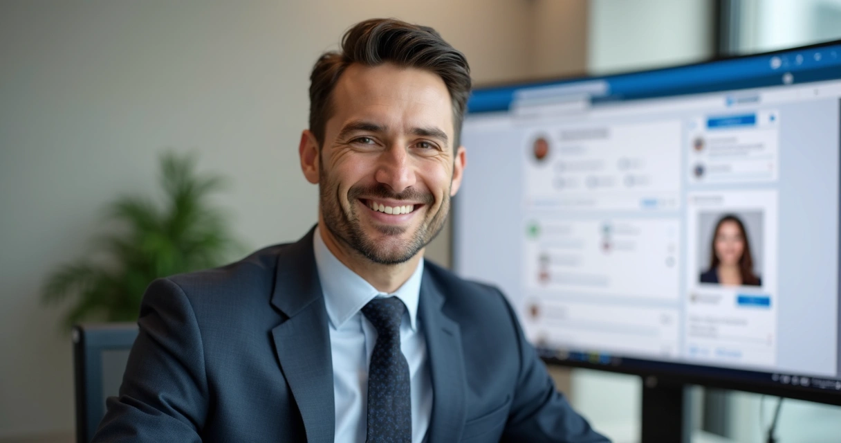 Foto de perfil profissional no LinkedIn, com fundo neutro e pessoa sorrindo