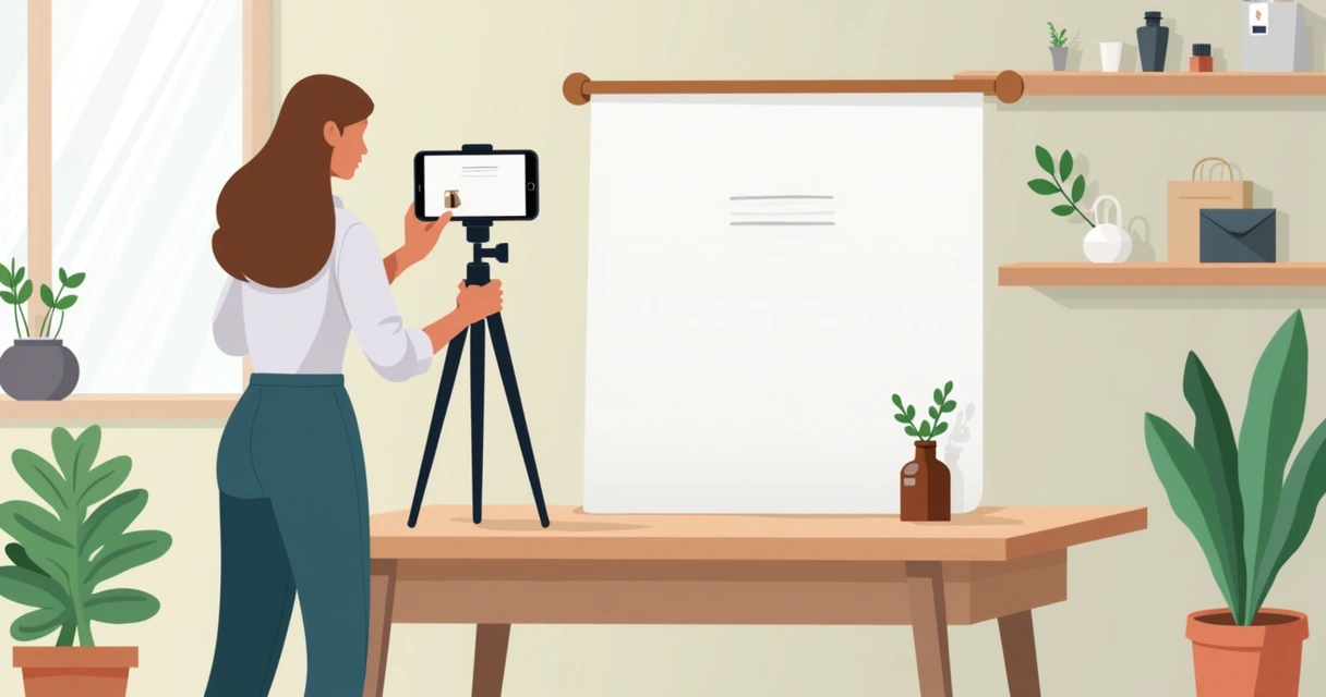 Dona de loja fotografando produto no celular 