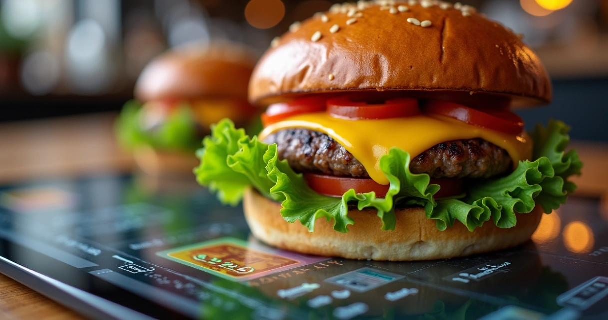 Foto profissional de burger em cardápio digital. 