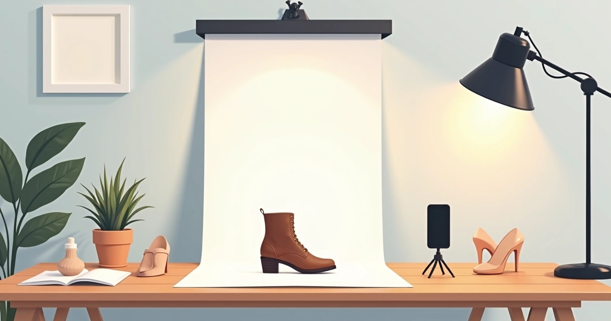 Set simples para fotos de produtos com luz 