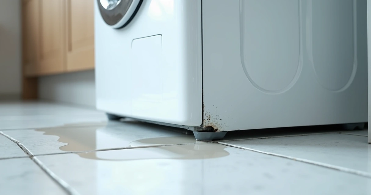 Foto de vazamento de água em máquina de lavar 
