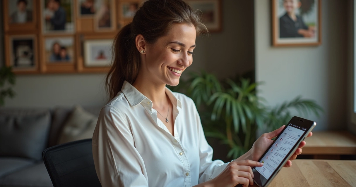 Fotógrafo encontrando documentos organizados em aplicativo 