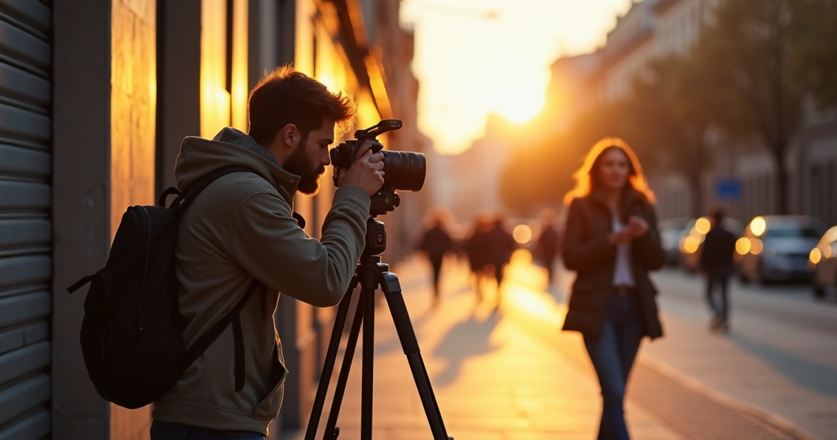 Fotógrafo fazendo ensaio autoral na rua 