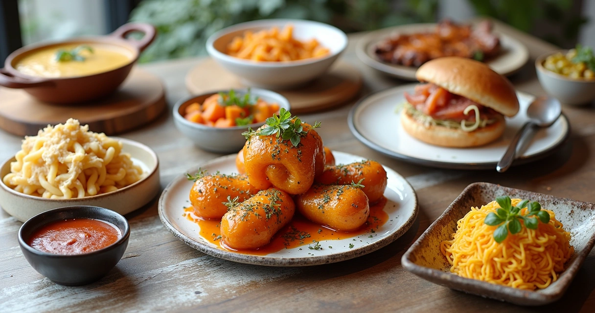 Pratos fotografados para cardápio digital sobre fundo neutro 