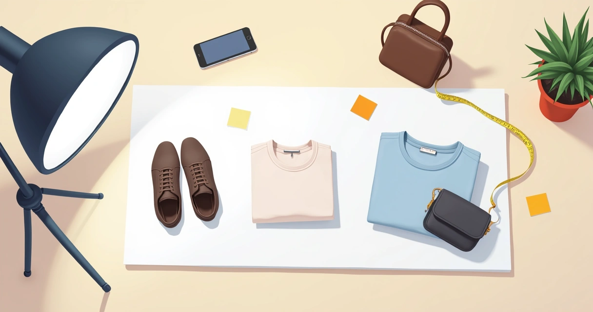 Produtos dispostos para foto flat lay 