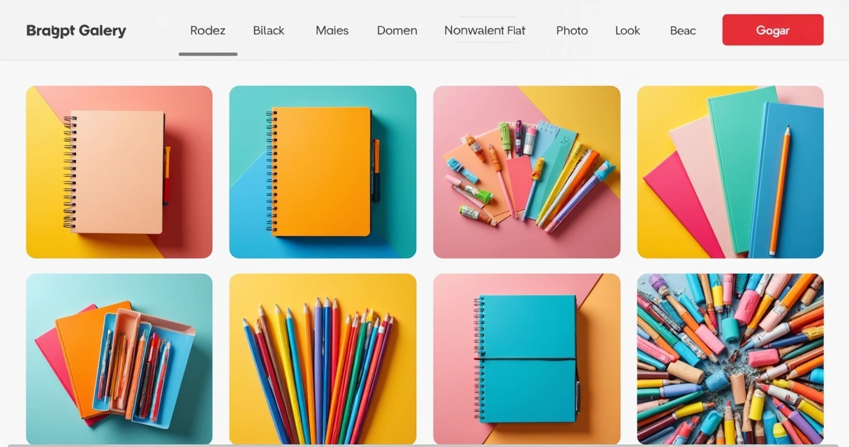 Galeria de fotos de produtos de papelaria no catálogo digital 