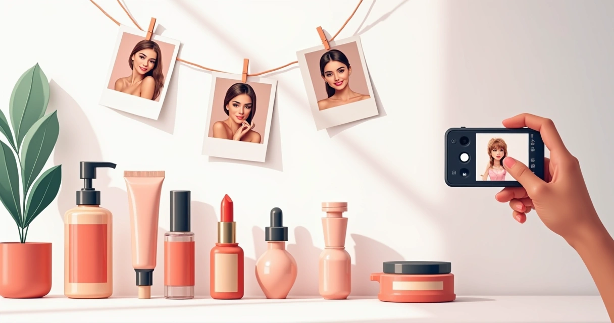 Fotos profissionais de produtos de beleza alinhados 